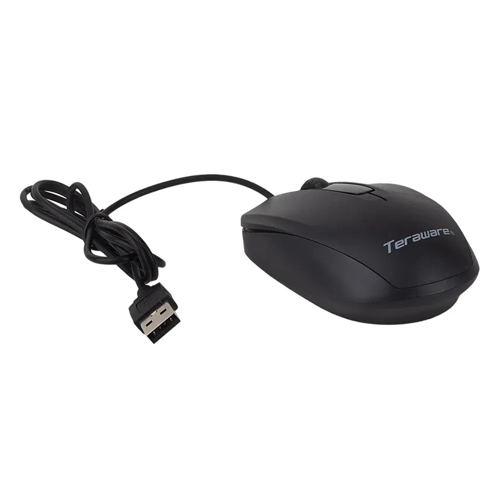 Mouse alámbrico Teraware PJT-M218, conexión usb, 1000 dpi, 3 botones, negro